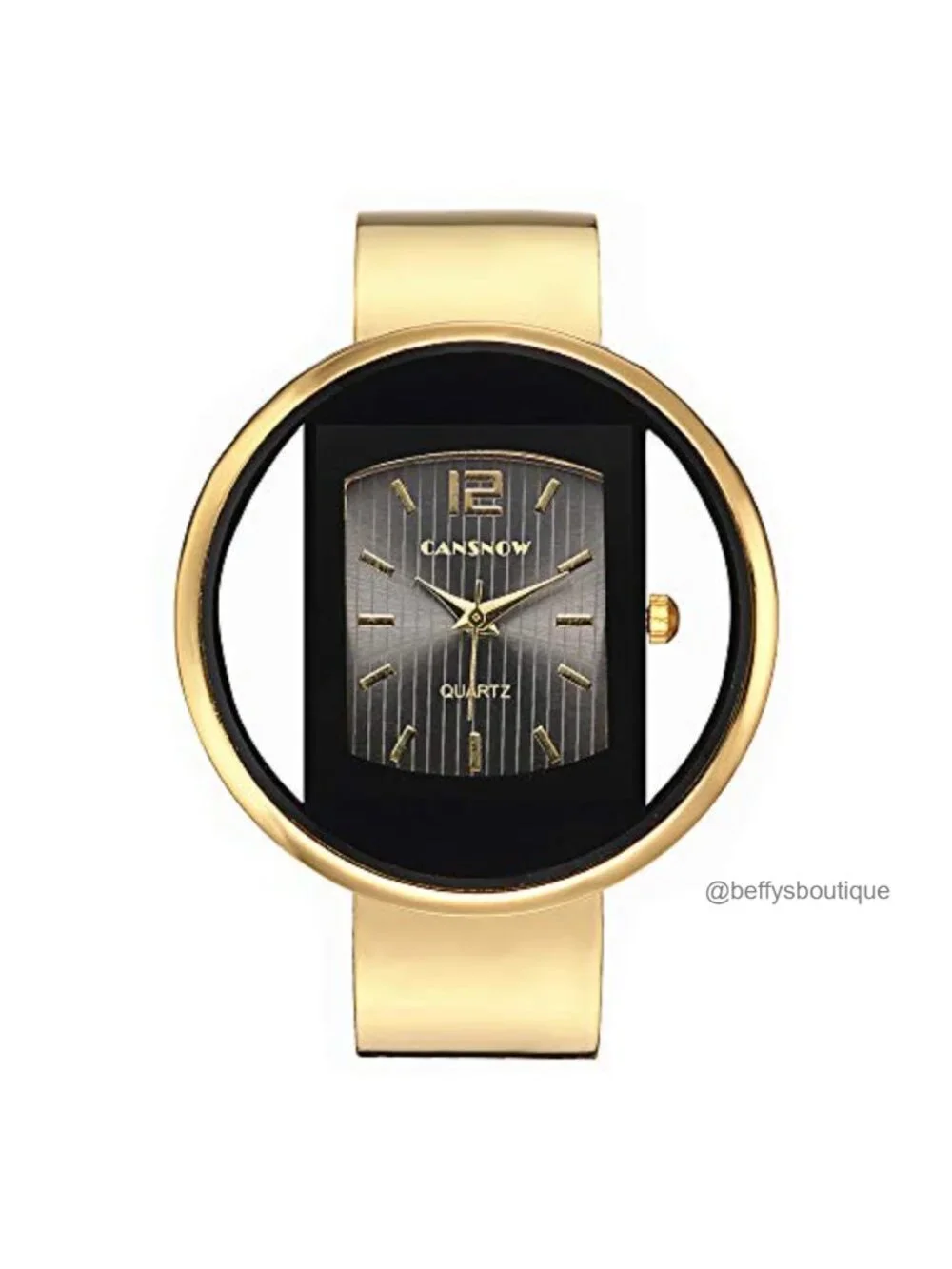 Women's Cuff Bangle Bracelet Watch Analog Quartz Wristwatch Gold